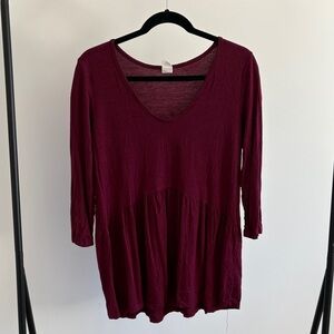 7th Ray Deep Burgundy V-Neck Tunic